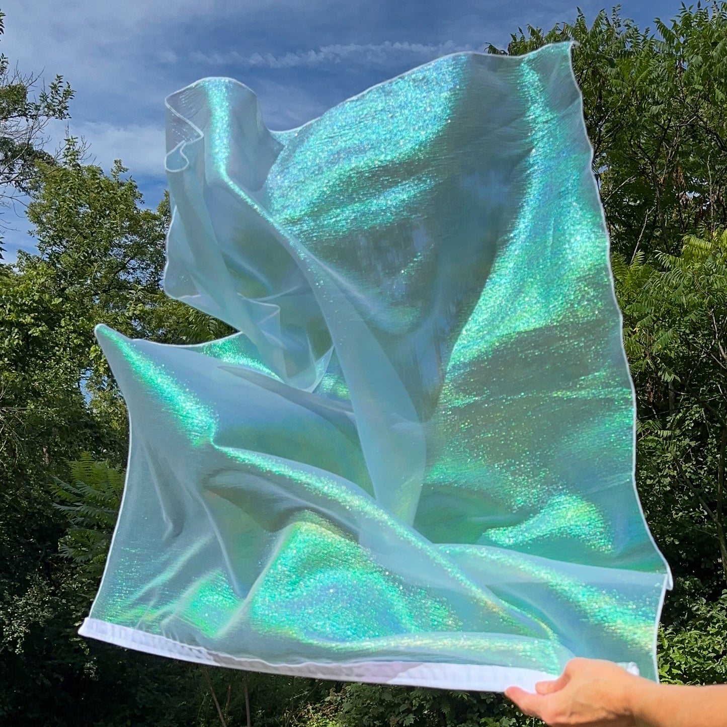 Blue Rainbow Lame Worship Flags